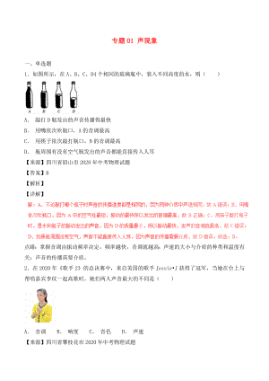 2020年中考物理試題分項(xiàng)版解析匯編（第06期）專(zhuān)題01 聲現(xiàn)象（含解析）