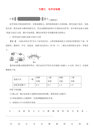 中考命題研究（懷化專版）2020中考物理 第二編 重點題型突破 專題五 電學(xué)實驗題（無答案）