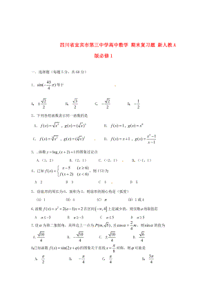四川省宜賓市第三中學(xué)高中數(shù)學(xué) 期末復(fù)習(xí)題 新人教A版必修1
