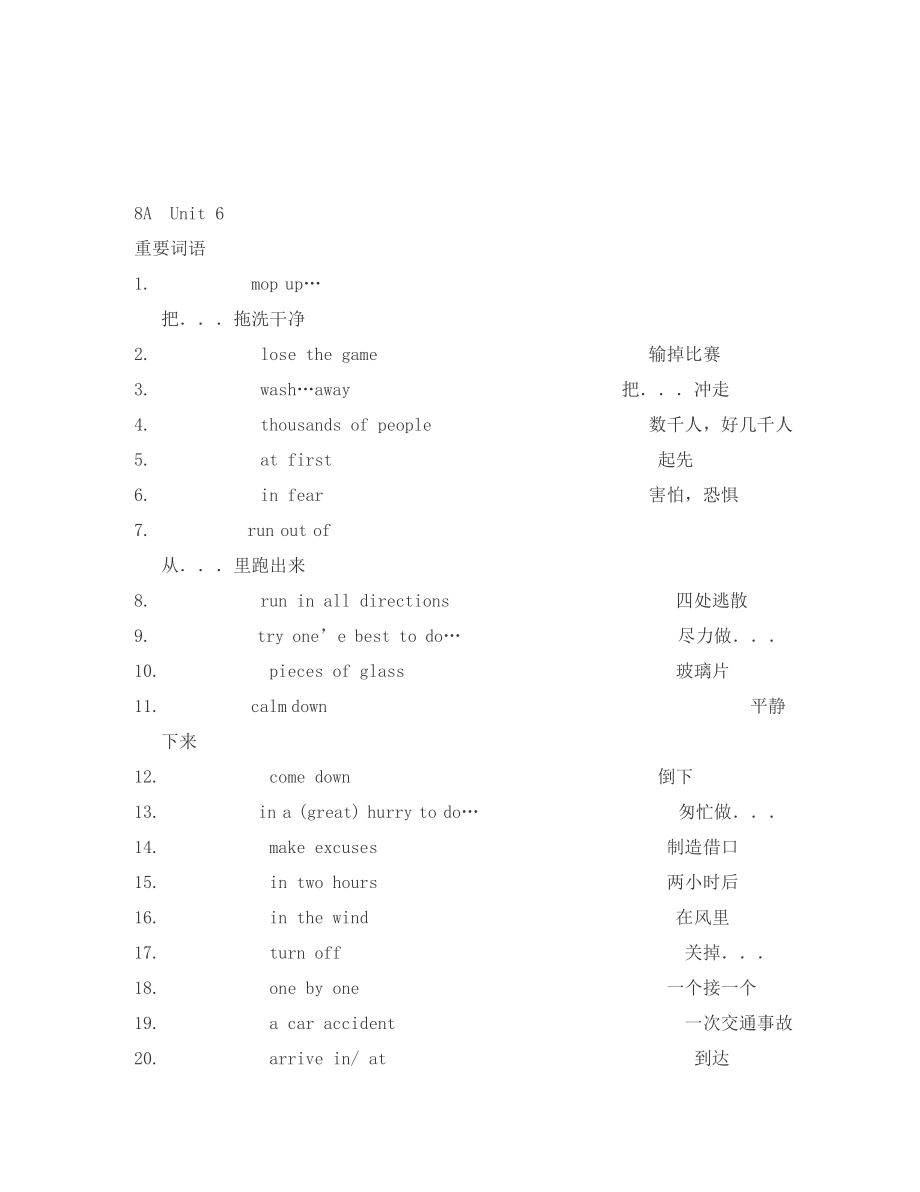 （英語試卷）8A Unit6同步輔導與練習題_第1頁