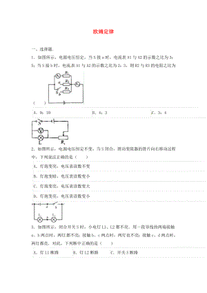 2020年中考物理二輪模擬試題 歐姆定律（無(wú)答案）