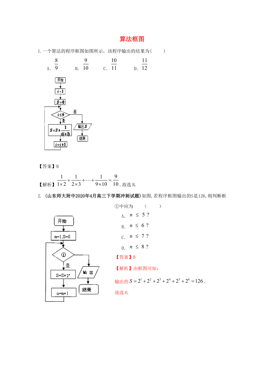 2020年高考数学最后冲刺 算法框图_第1页