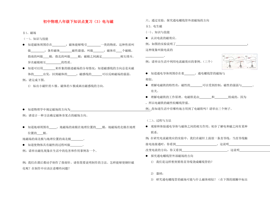 【決勝】八年級(jí)物理專題指導(dǎo) 電與磁（無答案）_第1頁