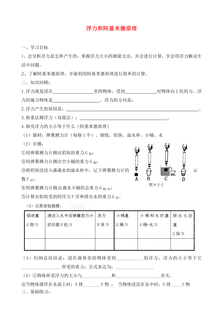 北京市延慶縣十一學校中考物理專題復習 浮力和阿基米德原理_第1頁