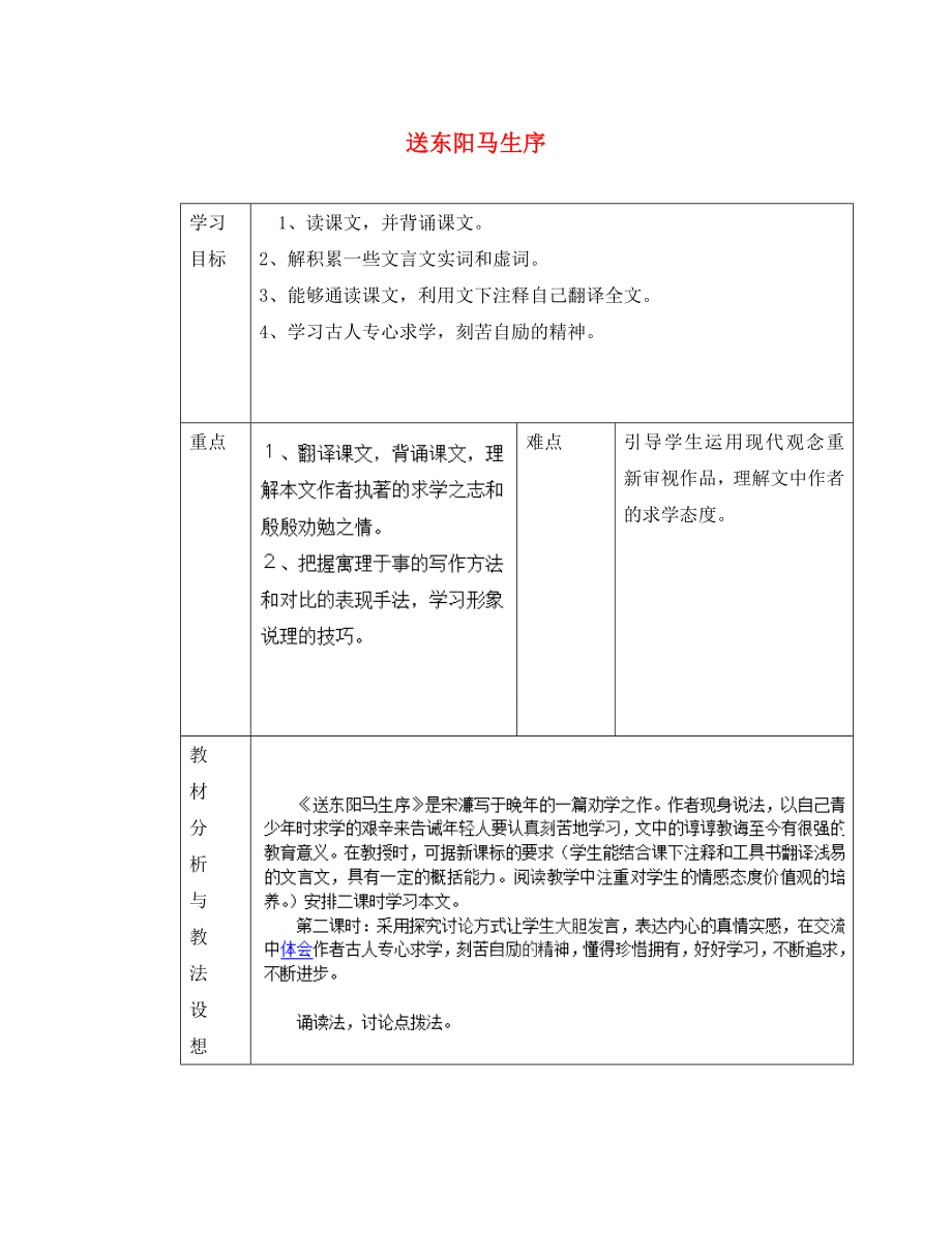 山東省臨沂市蒙陰縣第四中學(xué)八年級語文下冊 《送東陽馬生序》（第2課時）導(dǎo)學(xué)案（無答案） 新人教版_第1頁