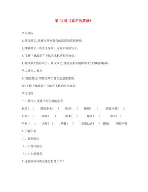 四川省西昌市禮州中學七年級語文下冊 第五單元 第24課《真正的英雄》導(dǎo)學案（無答案） 新人教版（通用）