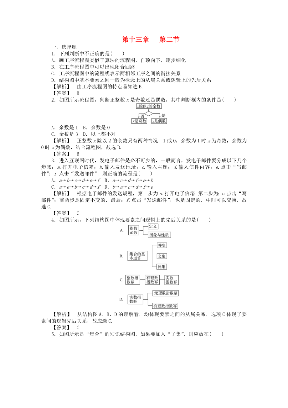 2020高考數(shù)學總復習 第十三單元 第三節(jié) 流程圖與結構圖練習_第1頁