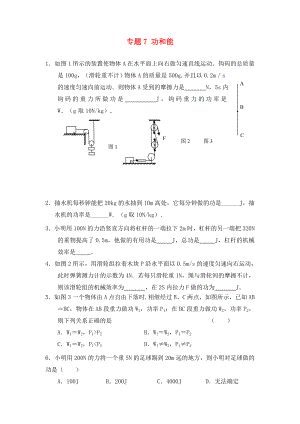 北京市2020中考物理總復(fù)習(xí) 專題7 功和能練習(xí)3（無答案）