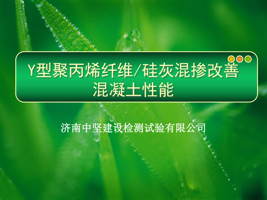 Y型聚丙烯纤维硅灰溷掺改善溷凝土性能课件_第1页