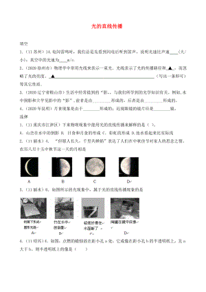 2020中考物理復(fù)習(xí)必備2 光現(xiàn)象（無答案） 人教新課標(biāo)版