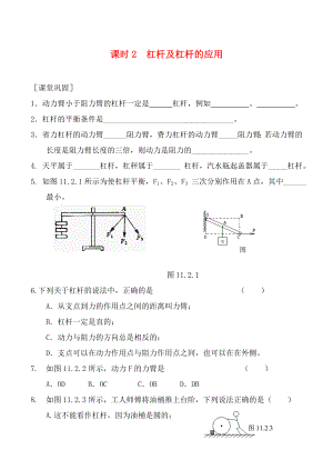 九年級物理杠桿及杠桿的應(yīng)用 同步練習(xí)蘇科版