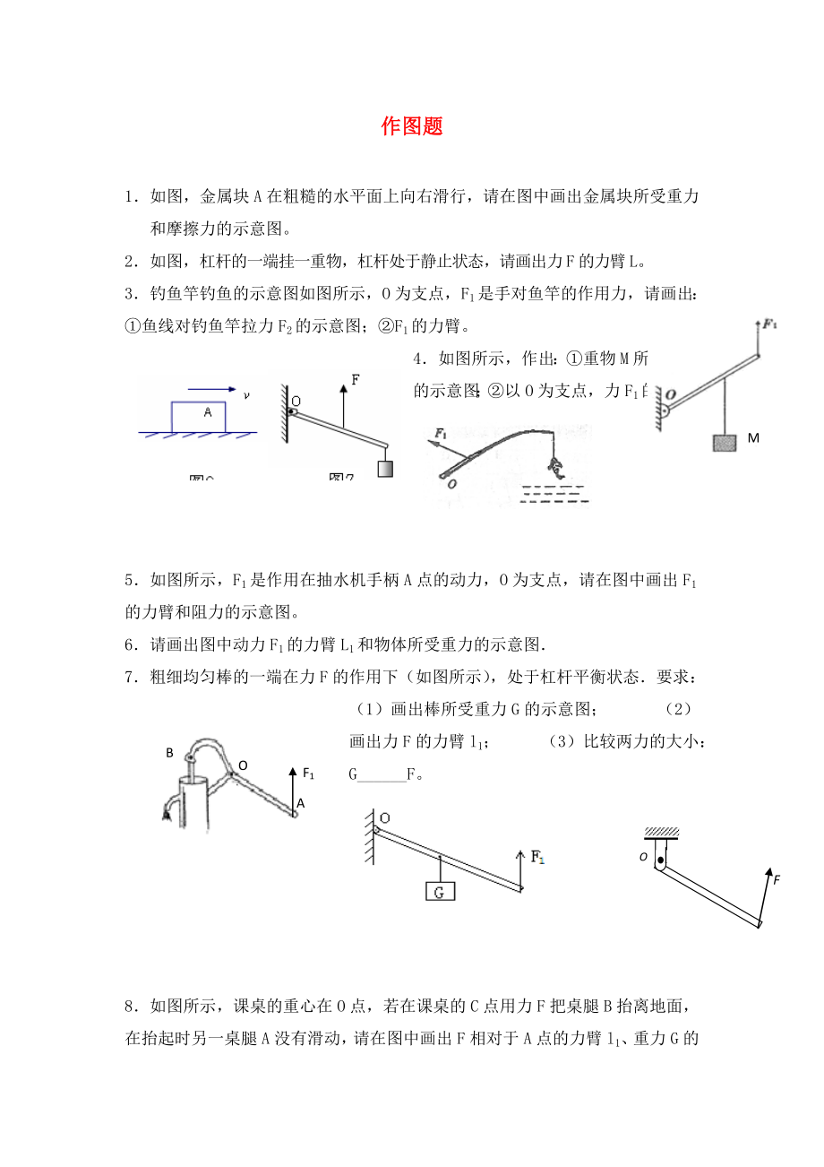 2020屆中考物理二輪復(fù)習(xí) 專題突破 作圖題5（無(wú)答案）_第1頁(yè)