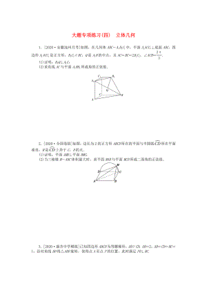 2020高考數(shù)學(xué)二輪復(fù)習(xí) 大題專項(xiàng)練習(xí)（四）立體幾何（無答案）理