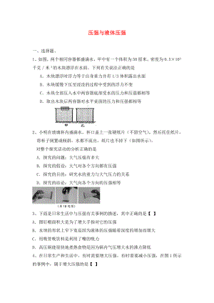 2020年中考物理專題訓(xùn)練 壓強(qiáng)與液體壓強(qiáng)（無答案）