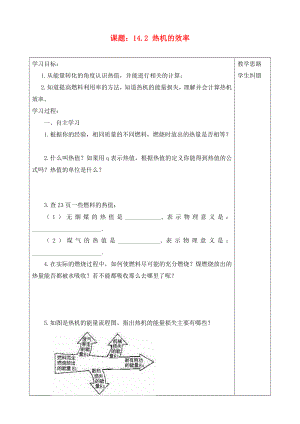 2020年秋九年級物理全冊 14.2熱機(jī)的效率導(dǎo)學(xué)案（無答案）（新版）新人教版