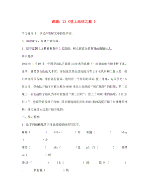 山東省肥城市王莊鎮(zhèn)初級(jí)中學(xué)七年級(jí)語(yǔ)文下冊(cè)《23 登上地球之巔》導(dǎo)學(xué)案（無(wú)答案） 新人教版