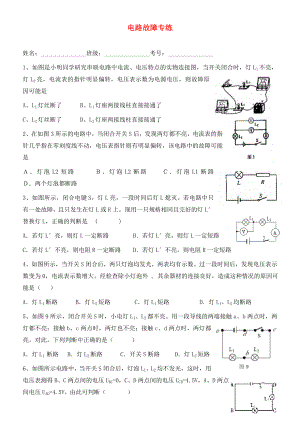 九年級物理 電路故障專題練習(xí)（無答案） 滬科版（通用）