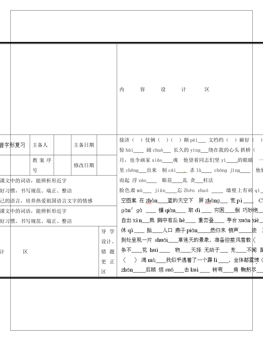 山東省淄博淄川區(qū)磁村鎮(zhèn)中學(xué)2020屆中考語文一輪復(fù)習(xí) 七下 字詞學(xué)案（無答案）_第1頁