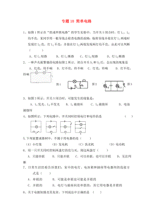 北京市2020中考物理總復(fù)習(xí) 專題10 簡單電路練習(xí)1（無答案）