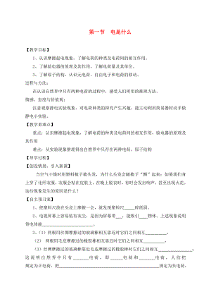 （貴陽專版）2020年秋九年級物理全冊 第14章 了解電路 第1節(jié) 電是什么教學(xué)案（無答案）（新版）滬科版