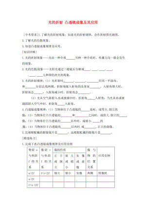 內(nèi)蒙古準(zhǔn)格爾旗第十中學(xué)2020屆中考物理一輪專題復(fù)習(xí) 5 光的折射 凸透鏡成像及其應(yīng)用學(xué)案（無答案）