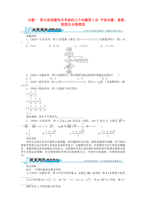 安徽省2020年高考數學第二輪復習 專題一常以客觀題形式考查的幾個問題第2講 平面向量、復數、框圖及合情推理 理