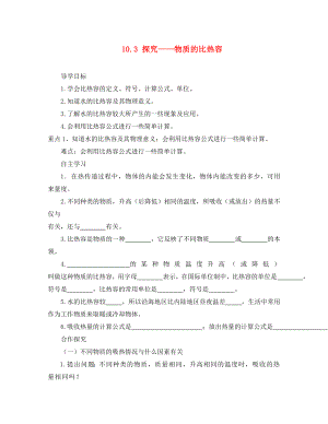 2020年九年級(jí)物理全冊(cè) 10.3 探究物質(zhì)的比熱容導(dǎo)學(xué)案（無(wú)答案）（新版）北師大版