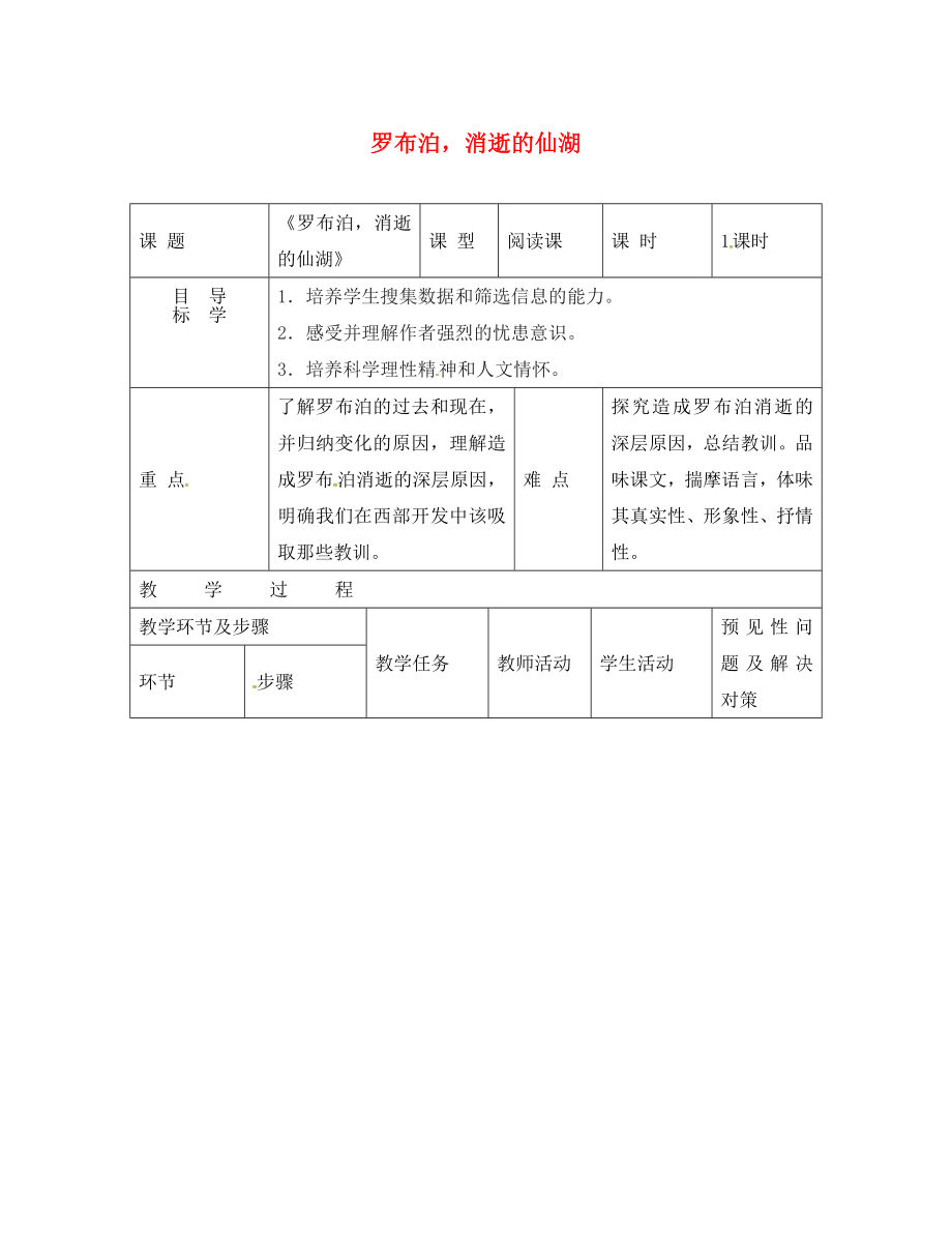 吉林省通化市八年級(jí)語文下冊(cè) 第三單元 12《羅布泊消逝的仙湖》導(dǎo)學(xué)案（無答案）（新版）新人教版（通用）_第1頁