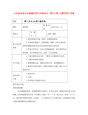 山東省冠縣東古城鎮(zhèn)中學八年級語文《第14課 大雁歸來》學案（無答案）