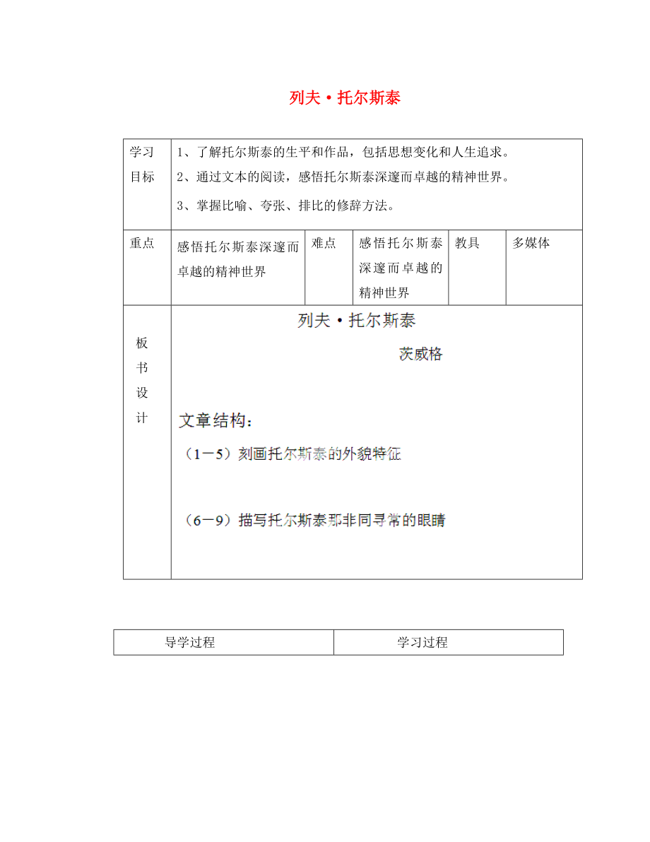 山東省臨沂市蒙陰縣第四中學八年級語文下冊 4《列夫 托爾斯泰》（第1課時）導學案（無答案） 新人教版_第1頁