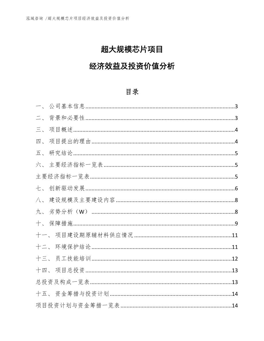 超大规模芯片项目经济效益及投资价值分析-参考模板_第1页