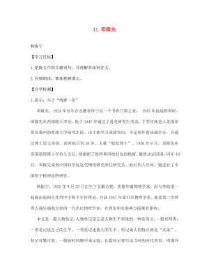 四川省宜賓縣雙龍鎮(zhèn)初級中學(xué)校七年級語文下冊 11 鄧稼先導(dǎo)學(xué)案（無答案） 新人教版