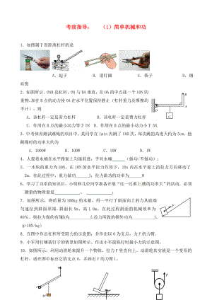 江蘇省南通市實驗中學(xué)九年級物理上冊 簡單機(jī)械和功考前指導(dǎo)練習(xí)（無答案） 蘇科版