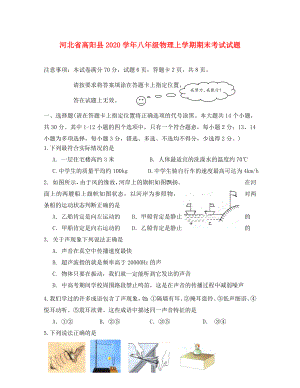 河北省高阳县2020学年八年级物理上学期期末考试试题 新人教版