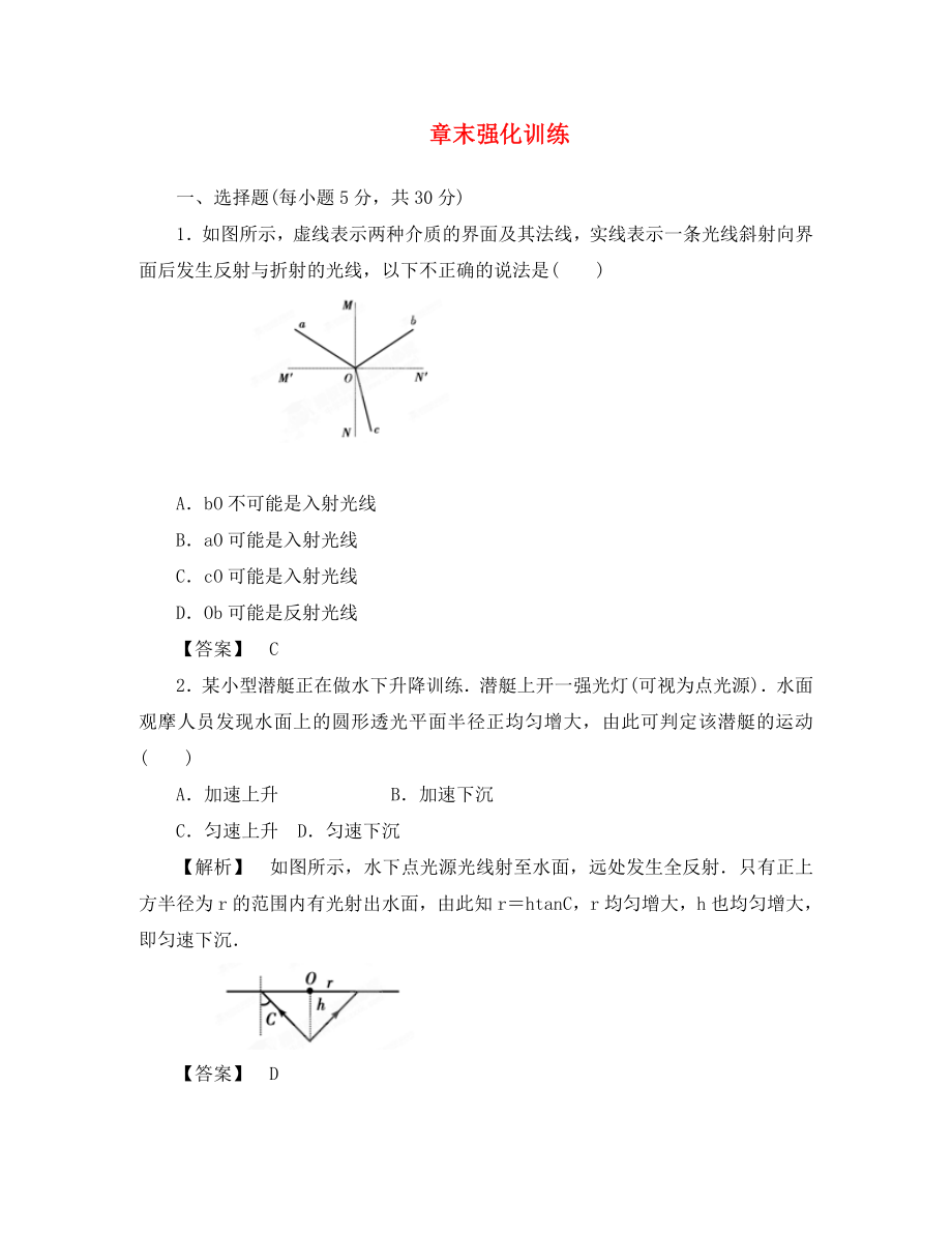 2020高考物理 第14 章末強(qiáng)化訓(xùn)練 新人教版_第1頁(yè)