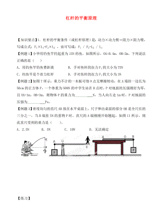 江蘇省大豐市萬盈二中2020屆中考物理總復習 杠桿的平衡原理（無答案）