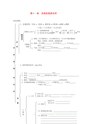 山東省龍口市諸由觀鎮(zhèn)諸由中學(xué)中考物理總復(fù)習(xí) 知識網(wǎng)絡(luò) 第十一章 多彩的物質(zhì)世界（無答案）