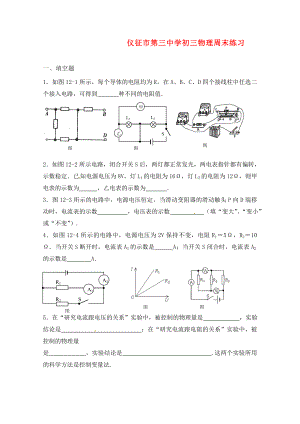 江蘇省儀征市第三中學(xué)九年級(jí)物理周末練習(xí)十一 （無(wú)答案）（通用）