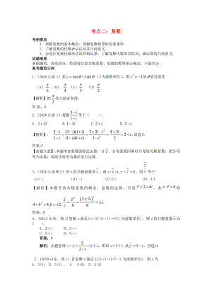 山東省濟寧市2020屆高三數(shù)學 考試清單 考點二 復數(shù)