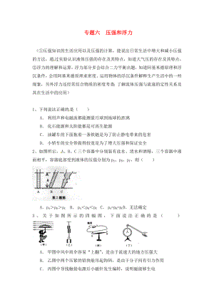 江蘇省蘇州市2020屆中考物理專題復(fù)習(xí) 專題六 壓強(qiáng)和浮力（無(wú)答案）