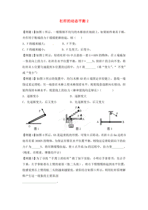 江蘇省大豐市萬(wàn)盈二中2020屆中考物理總復(fù)習(xí) 杠桿的動(dòng)態(tài)平衡2（無(wú)答案）