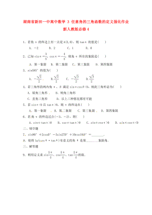 湖南省新田一中高中數(shù)學 任意角的三角函數(shù)的定義強化作業(yè) 新人教版必修4（通用）