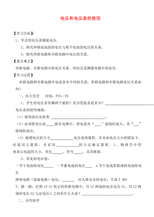 江苏省徐州市九年级物理上册 13.4 电压和电压表的使用教学案2（无答案）（新版）苏科版（通用）