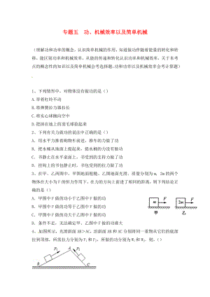 江蘇省蘇州市2020屆中考物理專題復(fù)習(xí) 專題五 功、機(jī)械效率以及簡(jiǎn)單機(jī)械（無答案）