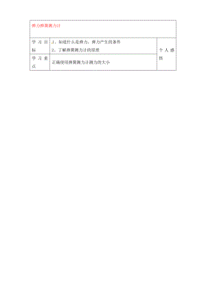 河北省贊皇縣第二中學(xué)九年級物理全冊 第13章 第1節(jié) 彈力彈簧測力計教學(xué)案（無答案） 新人教版（通用）