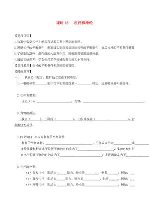 江蘇省南通市第一初級中學(xué)九年級物理下冊 課時18 杠桿和滑輪復(fù)習(xí)學(xué)案（無答案） 蘇科版