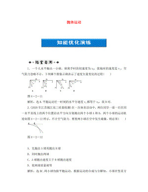 【優(yōu)化方案】2020浙江高考物理總復習 第4章第二節(jié) 拋體運動知能優(yōu)化演練 大綱人教版