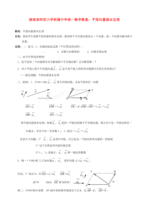 湖南省師范大學(xué)附屬中學(xué)高一數(shù)學(xué) 平面向量基本定理教案