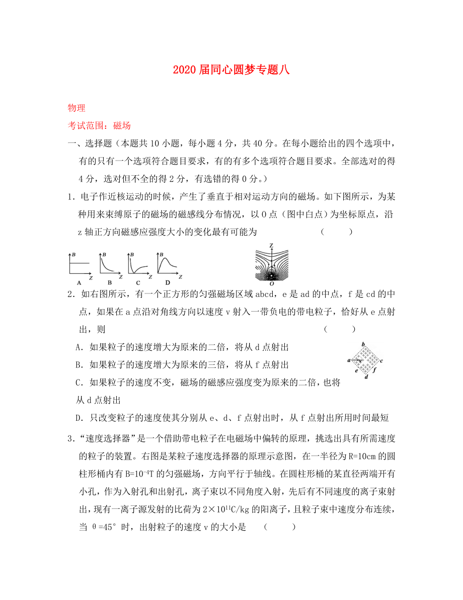 2020屆高中物理 專題08 磁場(chǎng)_第1頁(yè)