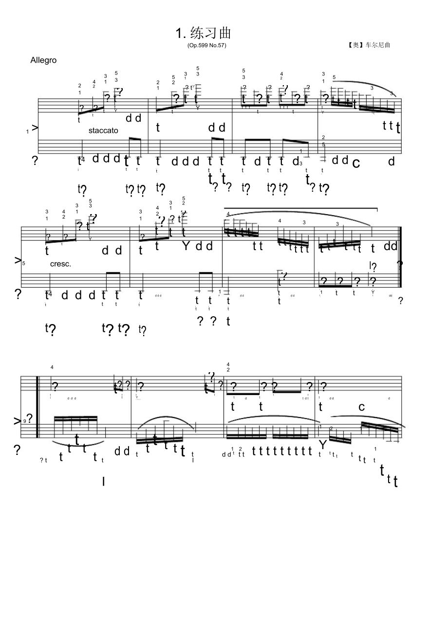 练习曲(Op.599No.57)车尔尼原版五线谱钢琴谱正谱乐谱_第1页